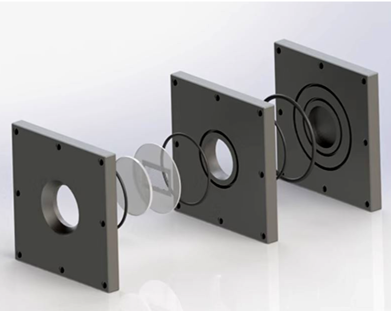 Metal Current Collect+MEA+Optical Window Electrolytic Cell