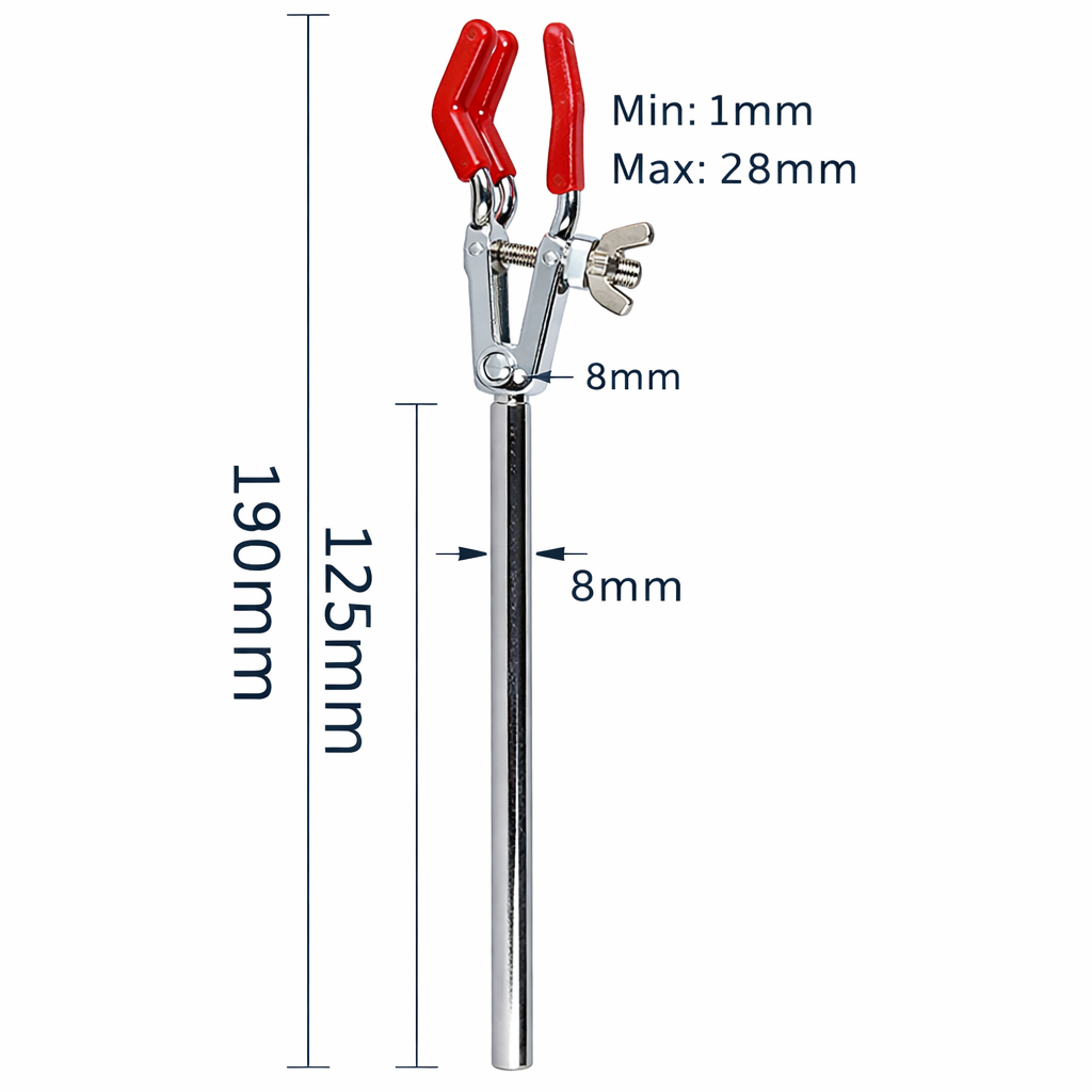 3-Prong Lab Clamp, Single Adjust, Rubber-Tipped Jaws